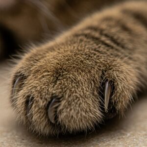 Close-up of a cat’s natural claws, showing what is removed during cat declawing… 