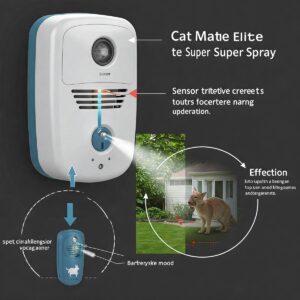 Diagram showing how the Cat Mate Elite Super Spray deters unwanted animals.