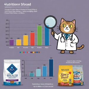 Illustration comparing the nutritional value of 4health cat food with other leading brands.