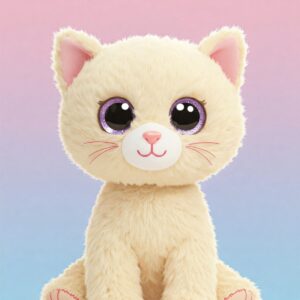 Illustration showcasing the cute features of a Ty Toys Muffin cat.