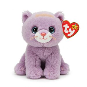 Close-up of adorable Ty Muffin cat beanie ball toy.