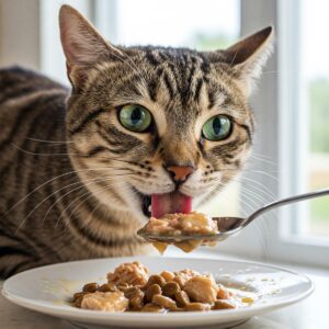 American cat showing love for wet Nature Cat Food