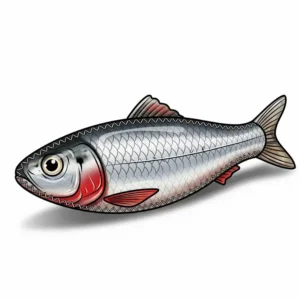 Detailed illustration of the Yeowww! Stinkies sardine cat toy, highlighting its unique fish shape and durable stitching for lasting play.