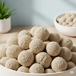 A bowl of corn-based cat litter, highlighting its clumping ability and natural, dust-free qualities for a healthy home environment.