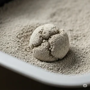 Image depicting tight clumping action of Littermaid cat litter, emphasizing waste containment.