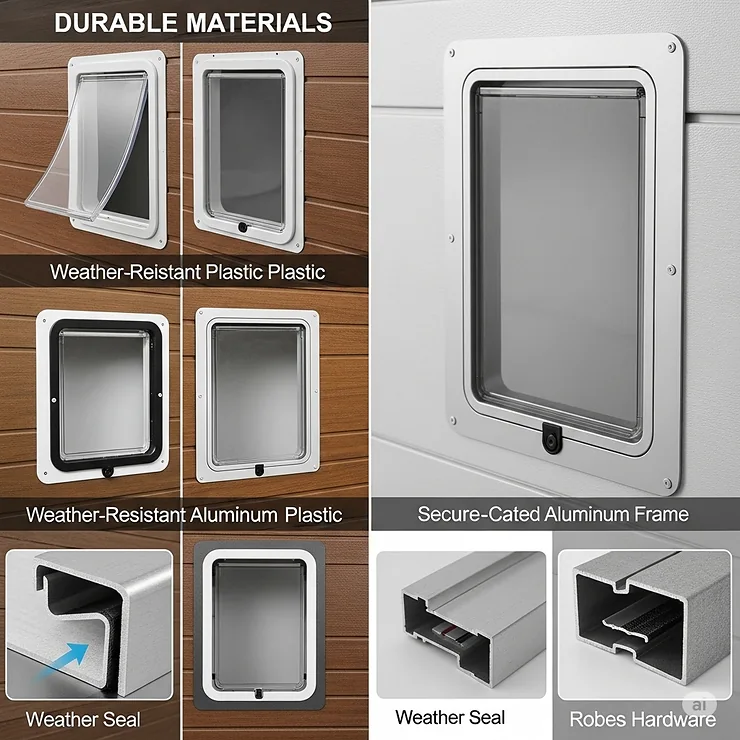 An illustration of a content ginger cat comfortably curled up on a soft blanket inside a warm, cozy garage, having easily accessed it through a newly installed garage cat door. The garage should appear inviting and safe, with soft lighting.