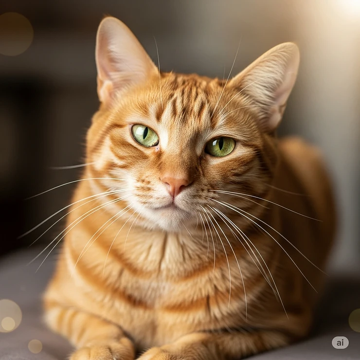 A healthy and satisfied cat resting, indicating well-being after treatment.