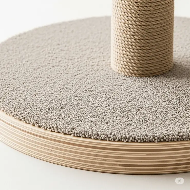 The wide and sturdy base of the cat tree, ensuring stability and preventing it from tipping over during play.