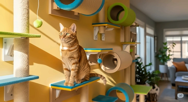 A beautiful and functional cat wall, providing an enriching vertical space for cats to climb, play, and relax.