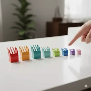 An image showcasing the various sizes of clipper guards that come with cat grooming clippers, used to achieve different fur lengths and styles.