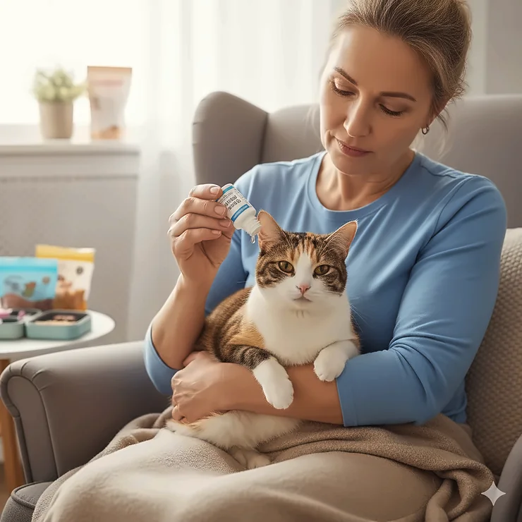 A featured image of a cat getting ear drops for an infection. ear drops for cat ear infection