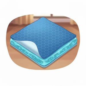 A close-up shot showing the durable, non-toxic material of a gel cooling cat bed, highlighting its quality construction.