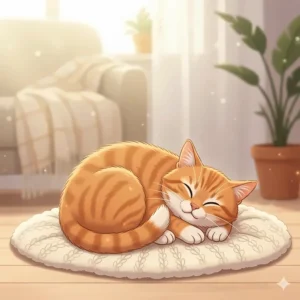 A contented cat sleeping soundly and peacefully on a soft blanket, symbolizing the relief and comfort provided by an effective flea powder treatment.