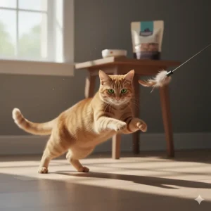 A healthy, energetic cat, illustrating the benefits of feeding them Northwest Naturals cat food.