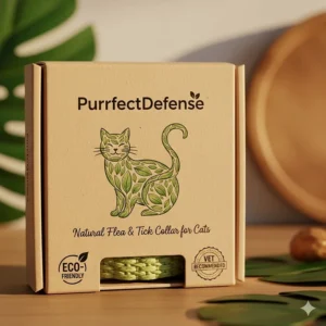 A product shot of the packaging for a popular, natural flea collar brand designed for cats.