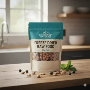 A bag of Northwest Naturals freeze-dried raw cat food.