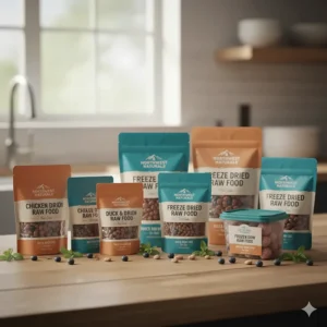 An array of different Northwest Naturals cat food products.