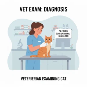 A veterinarian carefully examining a cat's mouth and gums, part of the diagnostic process to determine why a cat is throwing up blood.