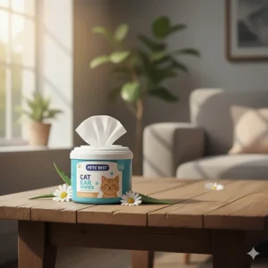 Package of the best-selling cat ear wipes clearly showing the brand and ingredients.