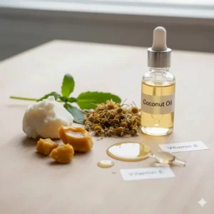 Close-up of the natural, lick-safe ingredients (like shea butter or beeswax) used to make the best cat paw balm.