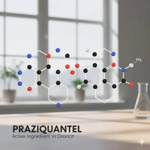 Chemical structure of Praziquantel, the active and highly effective ingredient in Droncit.