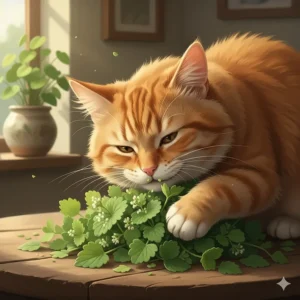Catnip and other herbal options like silver vine or valerian root as a natural way to sedate a cat at home.