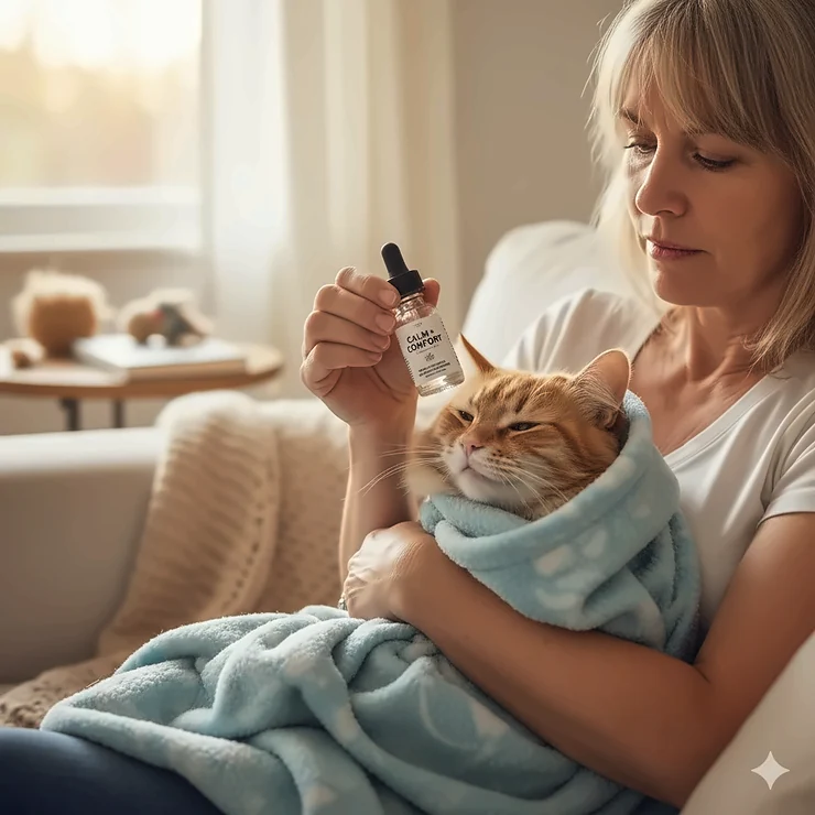 How to sedate a cat at home safely using vet-approved oral medication or natural calming supplements.