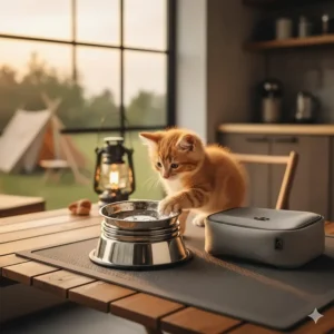 Lightweight and stackable stainless steel bowl suitable for kittens or travel use.