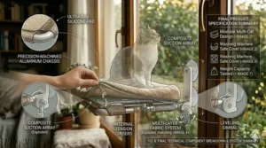 Comprehensive technical breakdown of all components including the leveling gimbal and composite suction array.