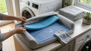 Comparison illustration featuring an elevated mesh cooling cat bed alongside a pressure-activated cooling gel mat.