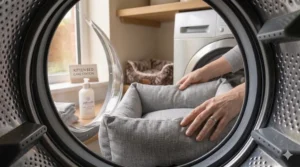 Cross-section illustration of memory foam layers in a cat bed providing joint support for growing kittens.