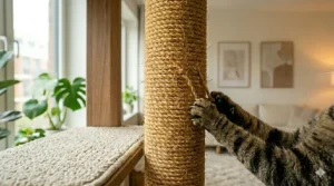 A dimension diagram showing the height and width of a 72-inch tall cat tree.
