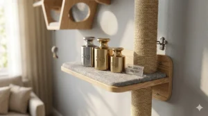 Illustration showing the weight-bearing capacity of heavy-duty cat shelves for climbing.