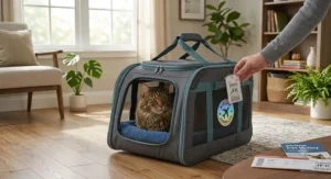Airline approved cat carrier for large cats designed to fit under standard domestic airplane seats
