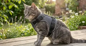 An escape-proof vest-style cat harness designed for maximum comfort and outdoor safety.