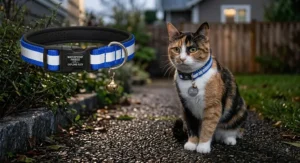 Padded waterproof reflective cat collar designed for comfortable outdoor exploration.