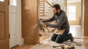 Installing a cat door for large cats in an exterior wooden house door