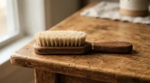 Gentle cat supplies for kittens such as a soft-bristle brush for coat care
