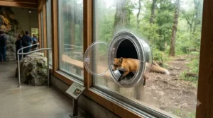 Energy-efficient window cat door customized for a residential home, featuring a secure locking mechanism.