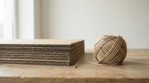 Recycled elements and natural fibers featured around a sisal vs cardboard cat scratcher.