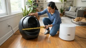 Measuring dimensions during a litter robot vs petkit size and footprint analysis